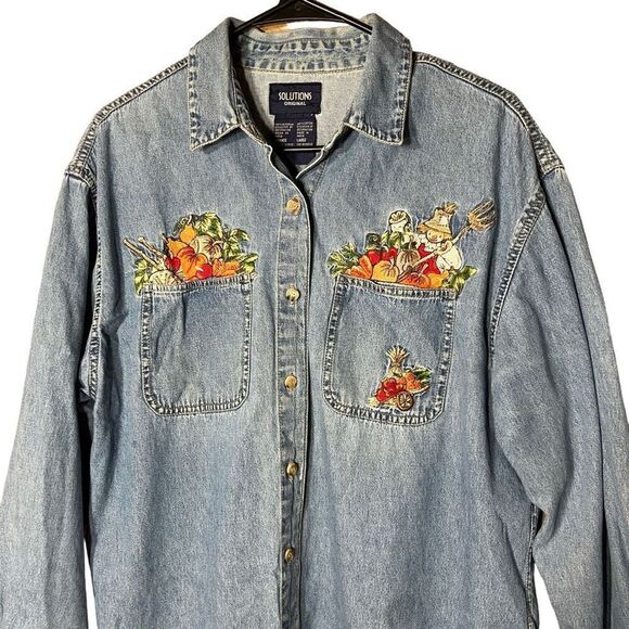 Vintage Solutions Original Fall Harvest Embroidered Button Down Size Large - Picture 2 of 8